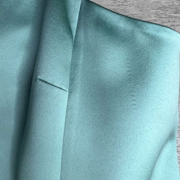 Tibi, Turquoise Satin Drop Waist Sleeveless Racerback Dress w/ Pockets Women’s 2 - Picture 5 of 10